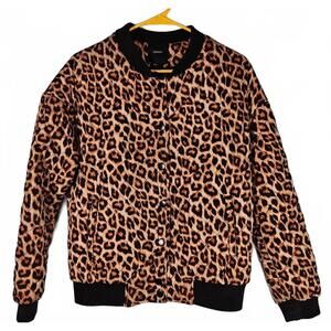 Forever 21 Women's Leopard Print Full Zip Bomber Jacket Size‎ Small